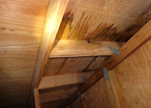 A close look image of a leaking roof