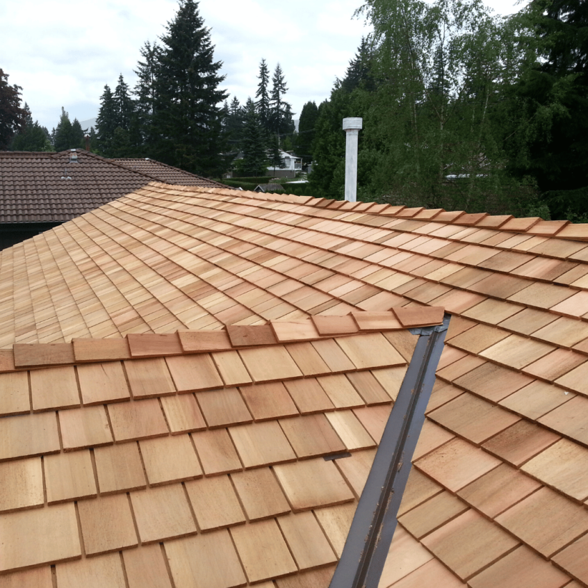 Image of cedar shake roof installed by Canuck Roofing