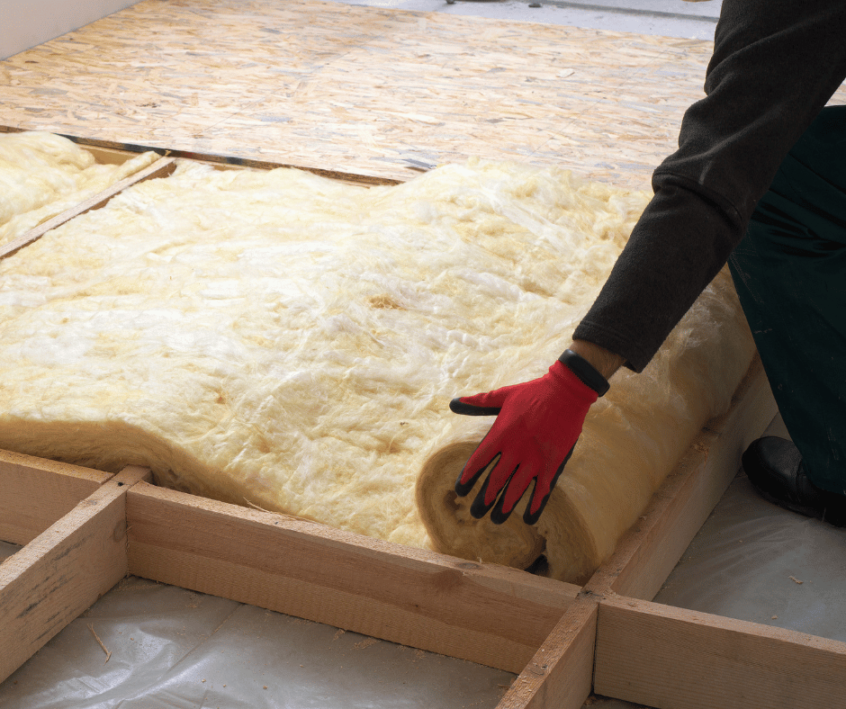 Image of attic insulation being installed