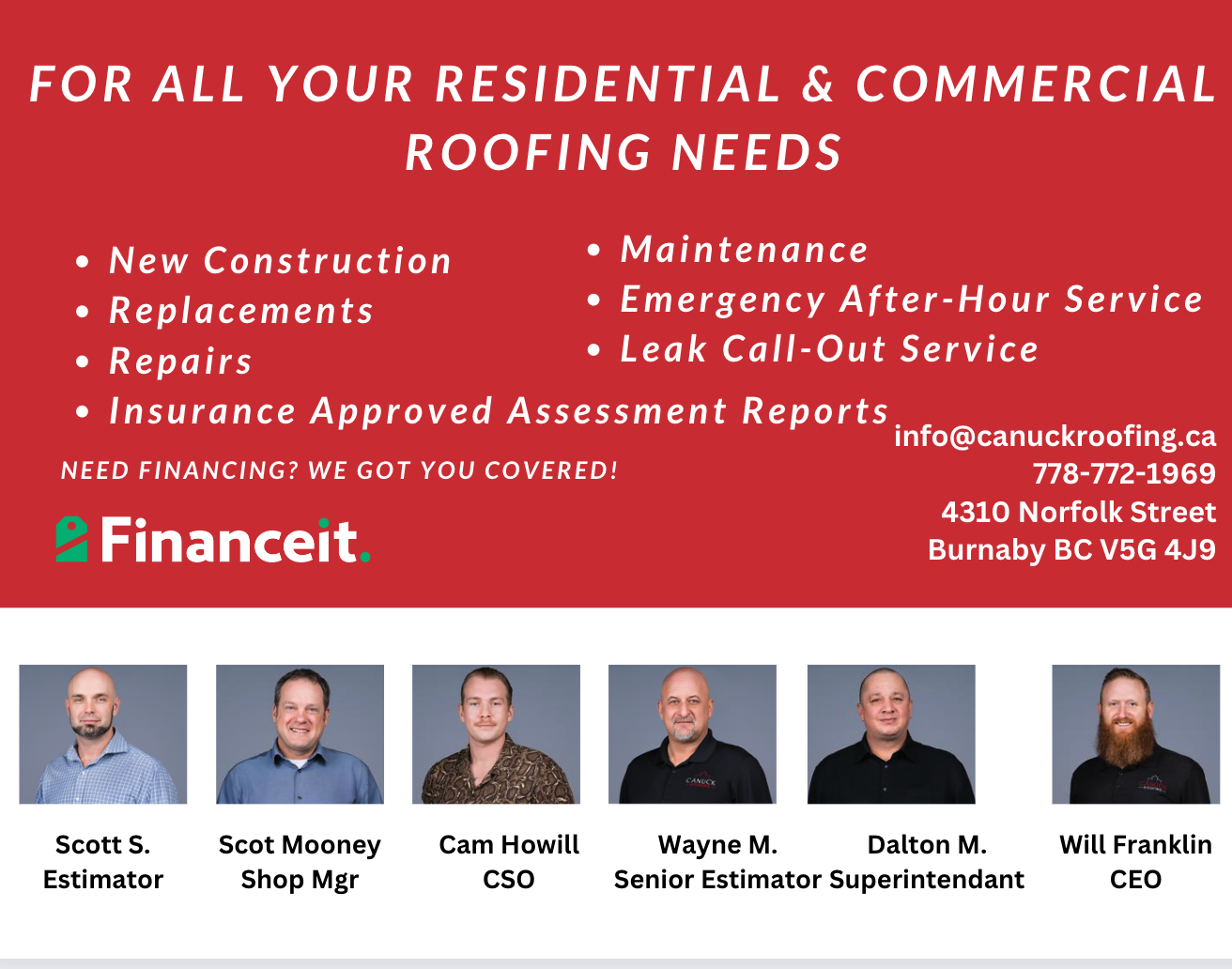 Canuck Team are proud to offer quality roofing services to strata properties 